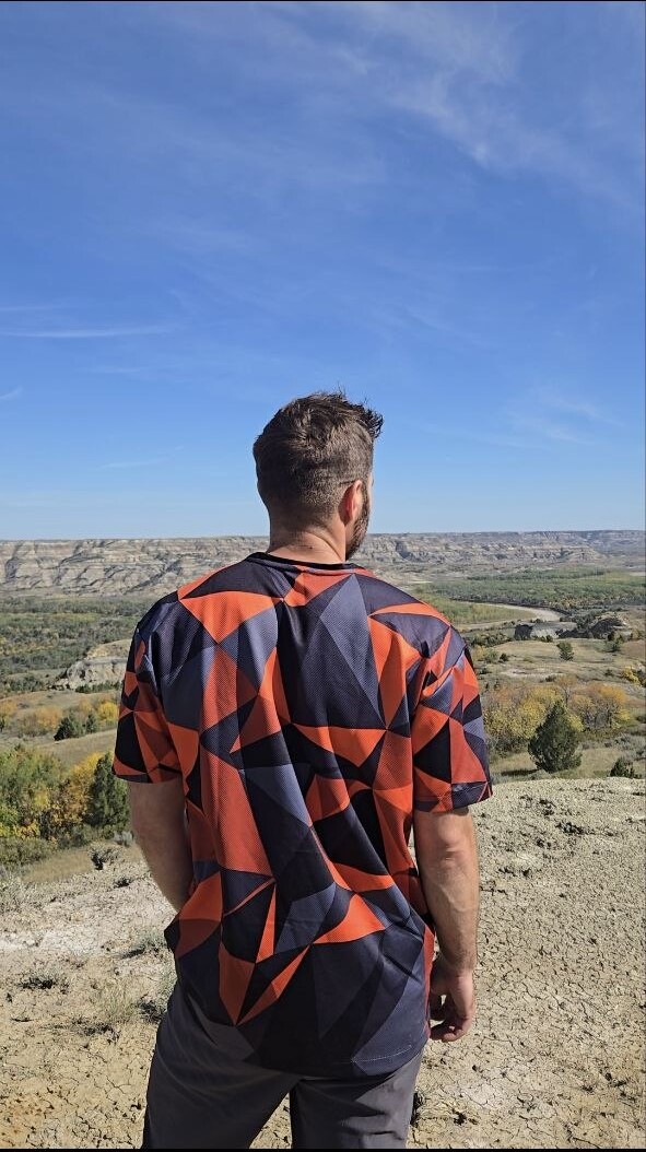 Geometric Orange & Black All-Over Print T-Shirt — image 2