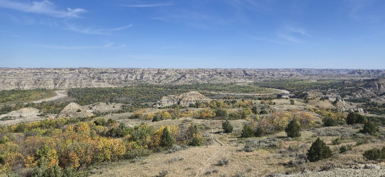 A second view of the badlands and river valley from the South Achenbach Trail, North Unit.